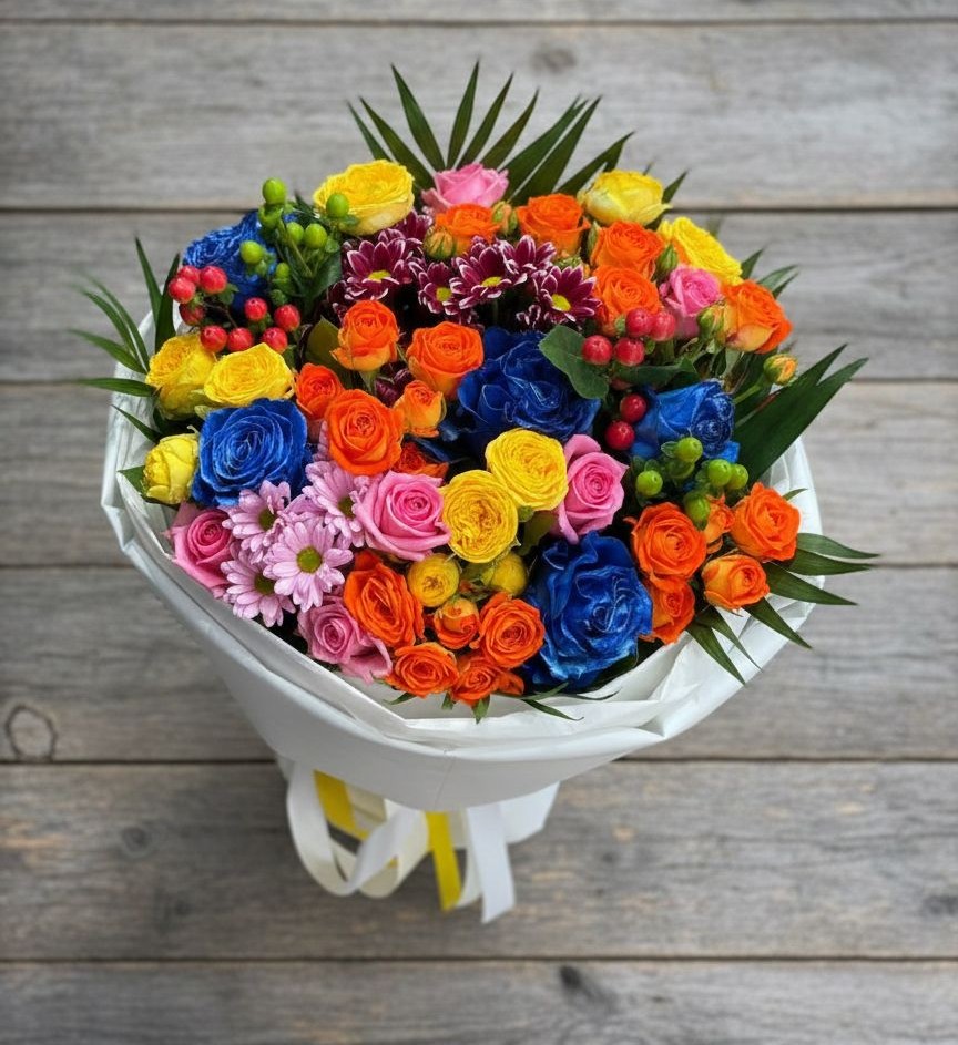 Букет цветов из: Розы и Хризантемы в Марково