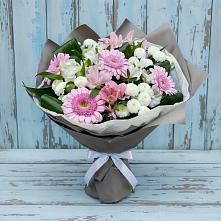 Букет цветов из:  Герберы, Альстромерии и Хризантемы в Марково