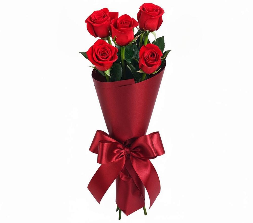 Букет 5 Красных роз Эдлесс Лав в Марково