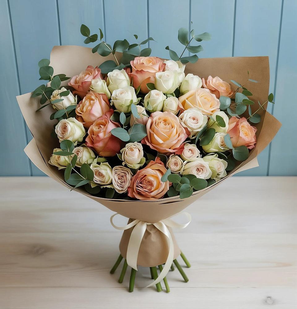 Букет цветов из: Альстромерии и Розы в Марково