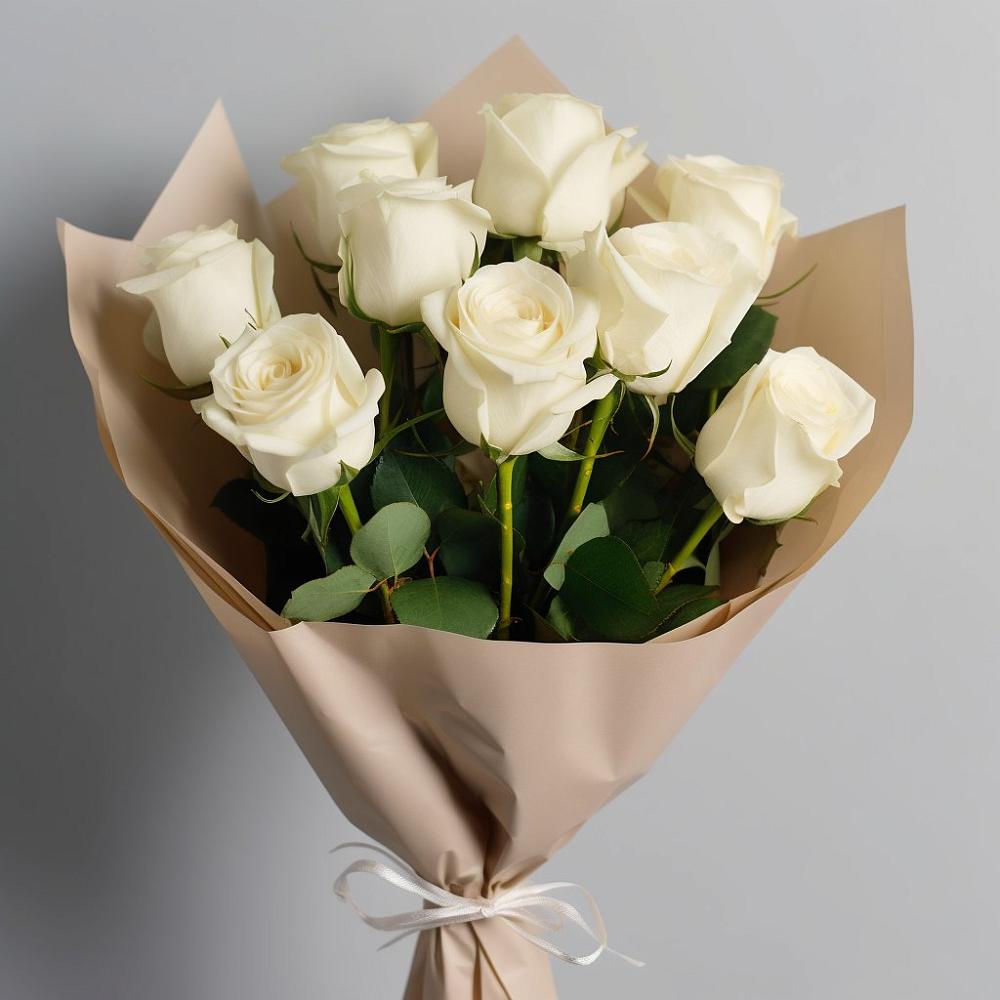 Букет 9 Белых роз Эдлесс Лав в Марково