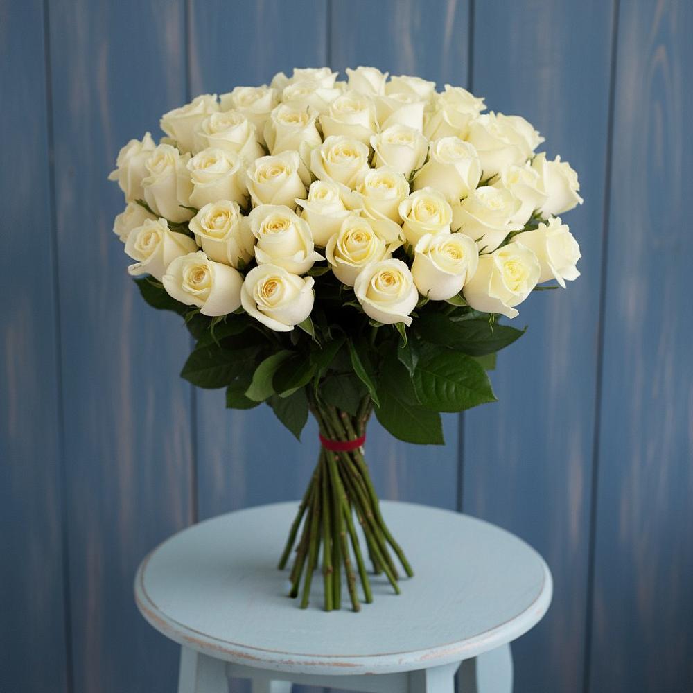 Букет 51 Белая роза Эдлесс Лав в Марково