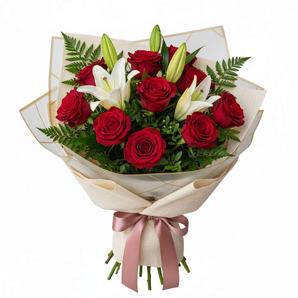 Букет цветов из: Лилии и Розы в Марково