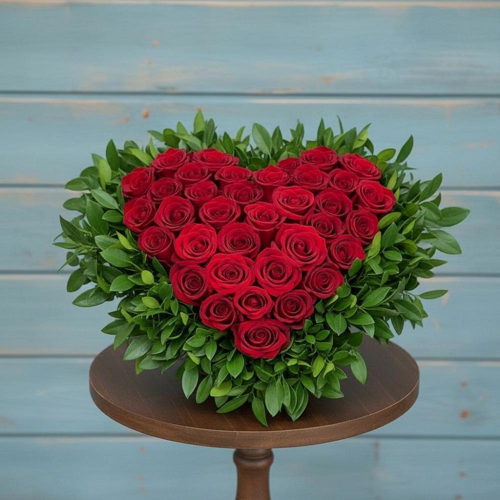 Цветочная композиция из Розы в виде сердца в Марково