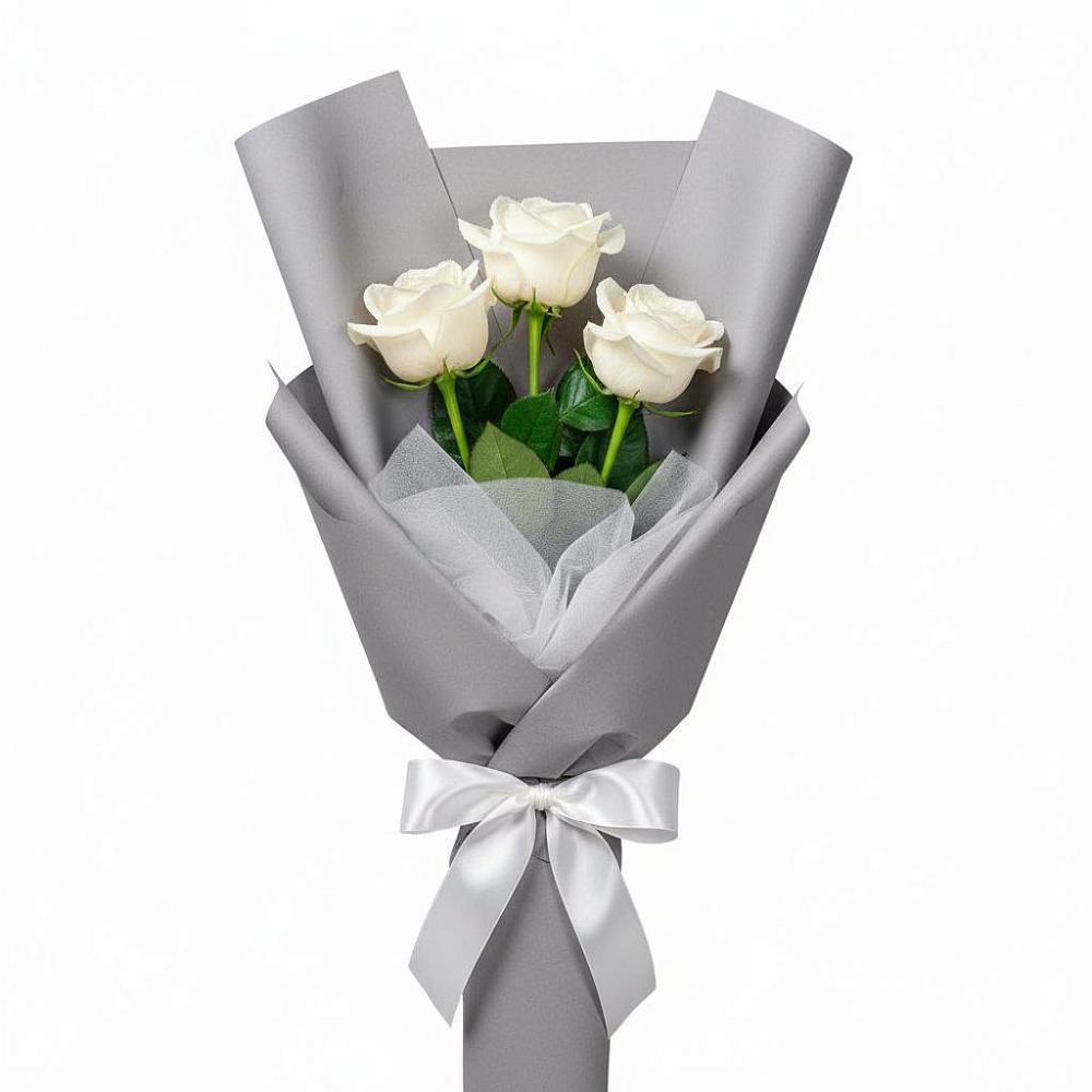 Букет 3 белые розы в Марково