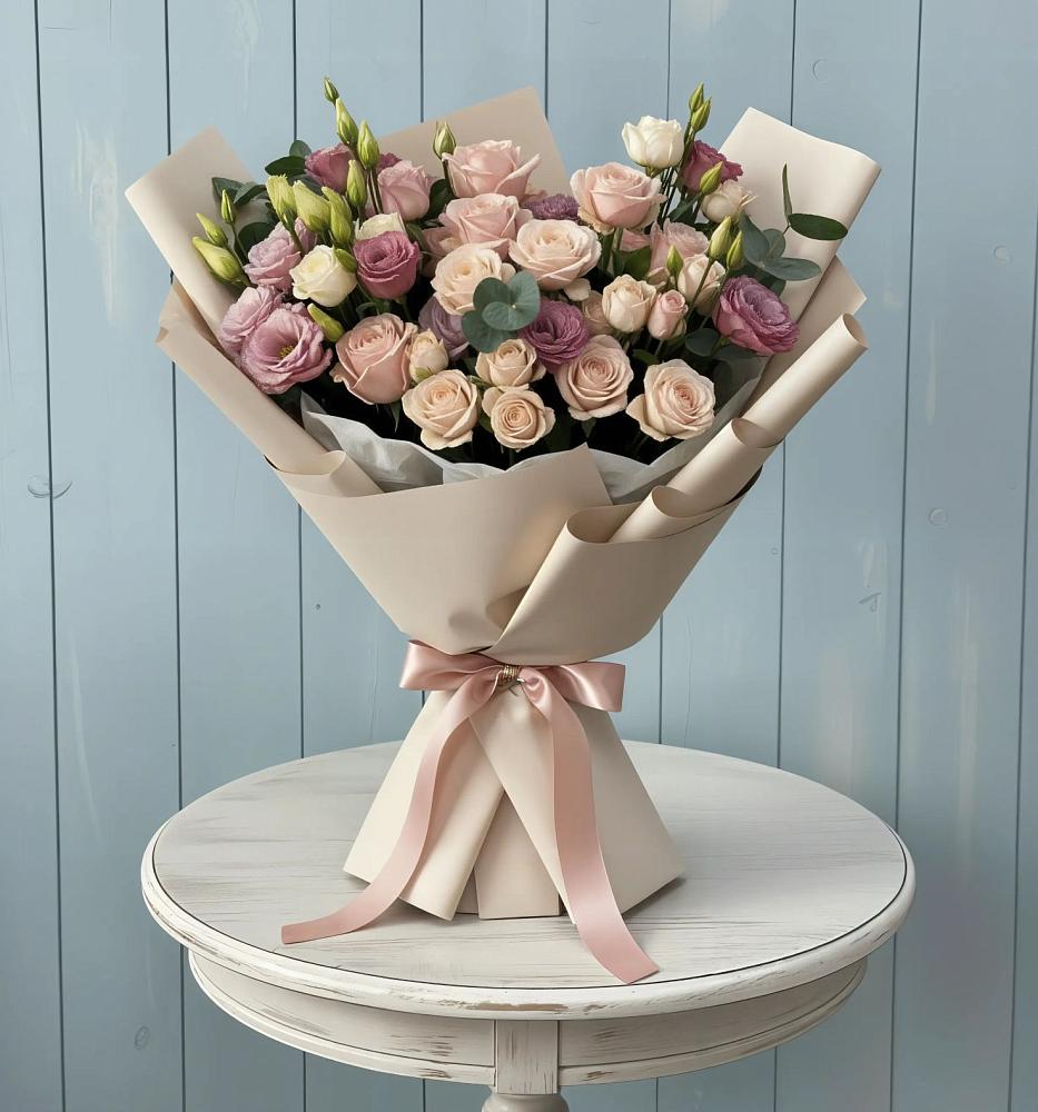 Букет цветов из: Розы и Лизиантусы в Марково