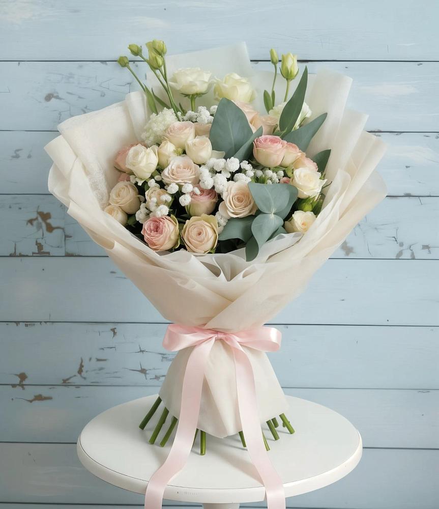 Букет цветов из: Розы и Лизиантусы в Марково