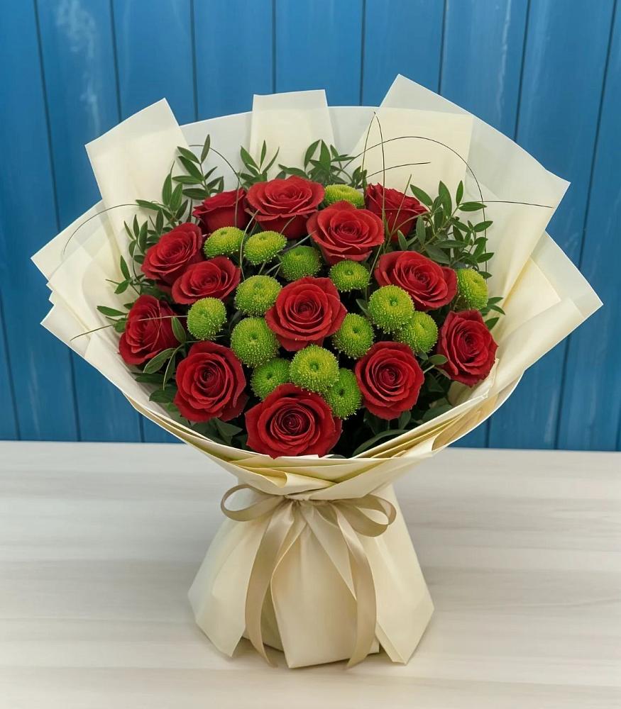 Букет цветов из: Розы и Хризантемы в Марково